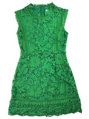 Joaquin Blanco Women's Small Emerald Green Floral Lace Sleeveless Dress Party